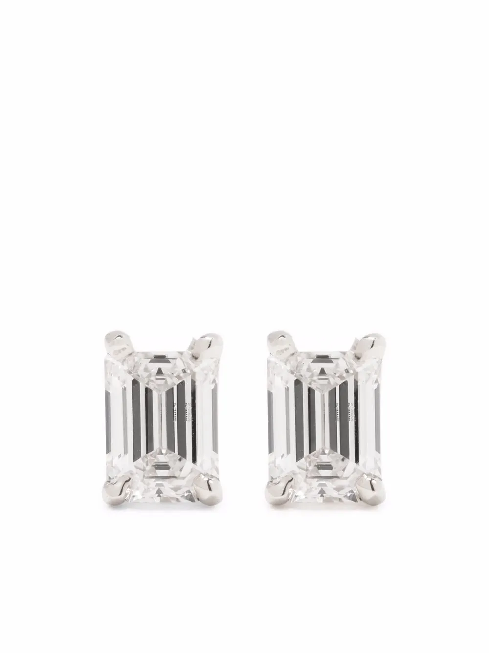 

VRAI 14kt white gold solitaire emerald cut diamond stud earrings - Silver