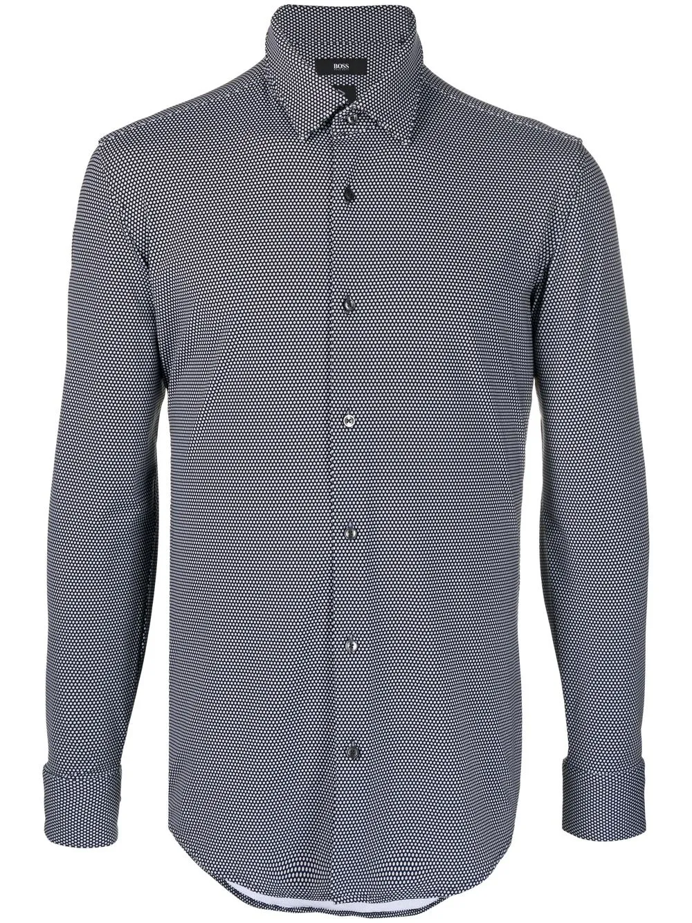

BOSS long-sleeve spot-print shirt - Black