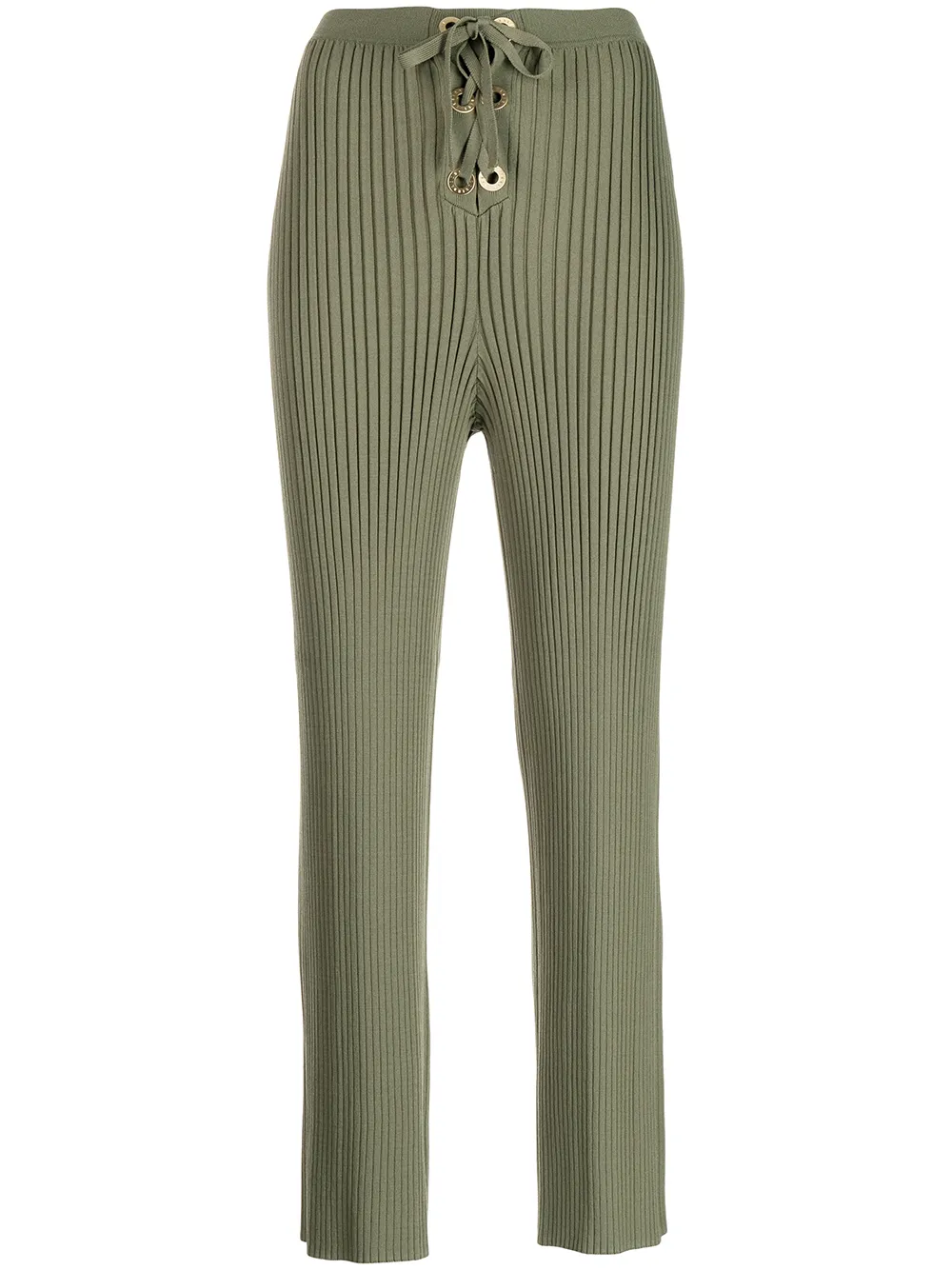 

Dion Lee ribbed-knit eyelet lace-up trousers - Green