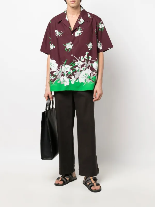 【関税込み】valentino garavani Valentino floral print shirt Valentino Garavani floral-print short-sleeved Shirt | Red