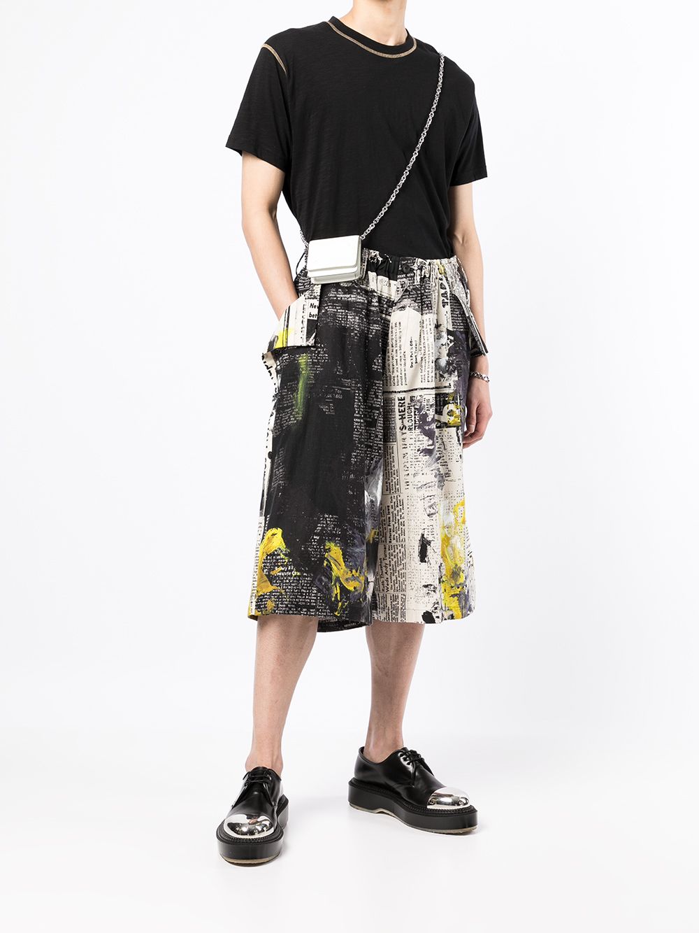 Yohji Yamamoto Bermuda shorts met print - Wit