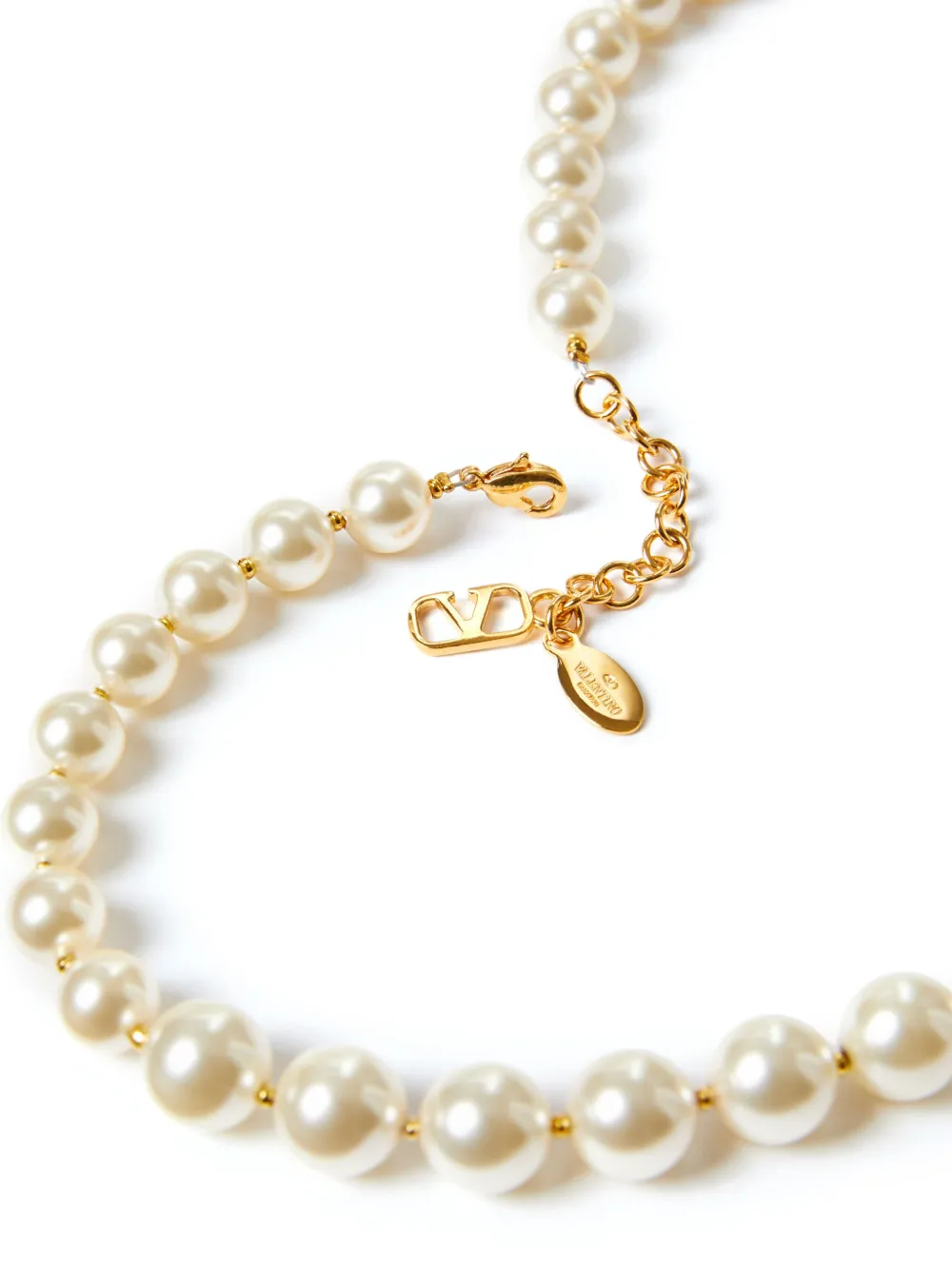 Shop Valentino Vlogo Signature Pearl Necklace In White