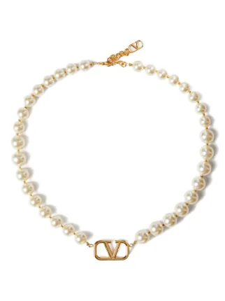 VALENTINO ロゴ ネックレス Valentino Garavani Vlogo Signature Metal Necklace With Swarovski