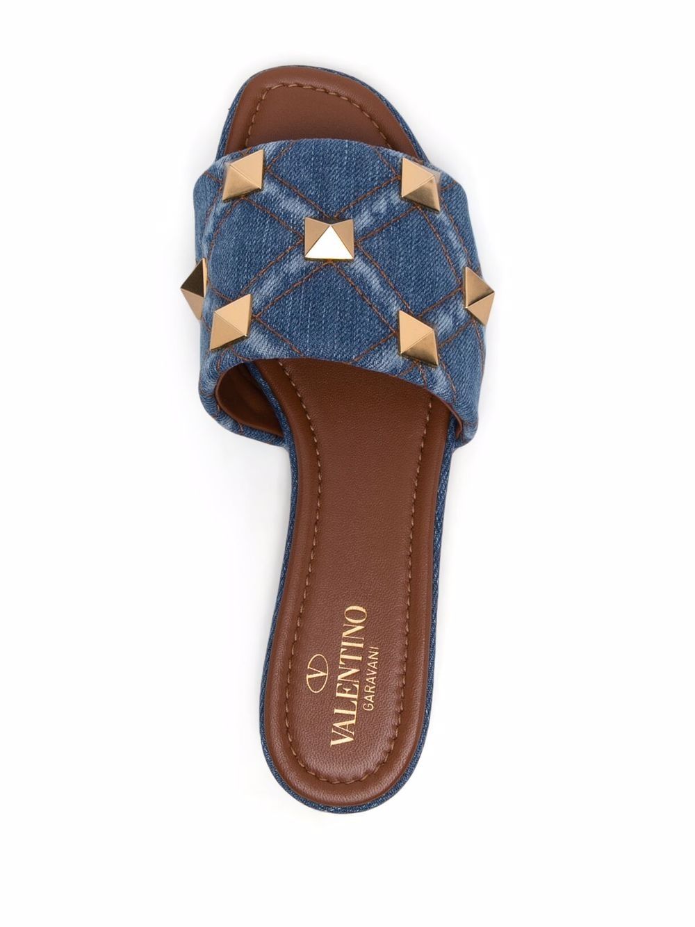 Valentino Garavani Roman Stud Denim Slides Farfetch