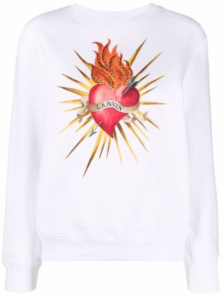 Lanvin Cotton Flaming Heart Sweatshirt - Farfetch