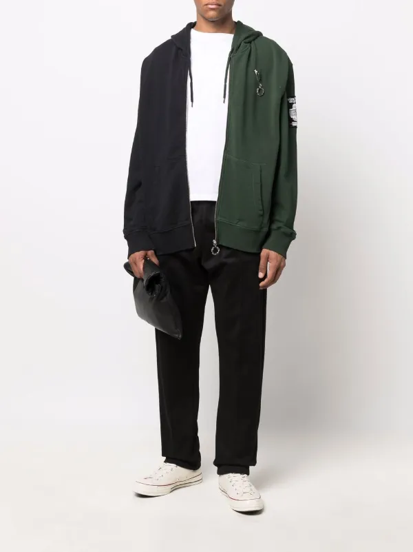 Raf Simons X Fred Perry colour-block zip-up Hoodie | Green