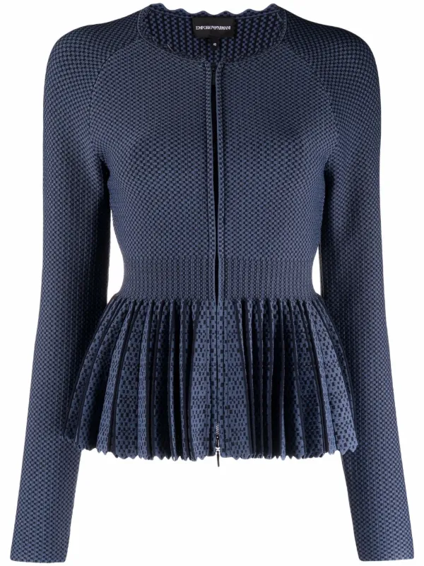 Emporio Armani Pleated zip-up Knit Cardigan - Farfetch