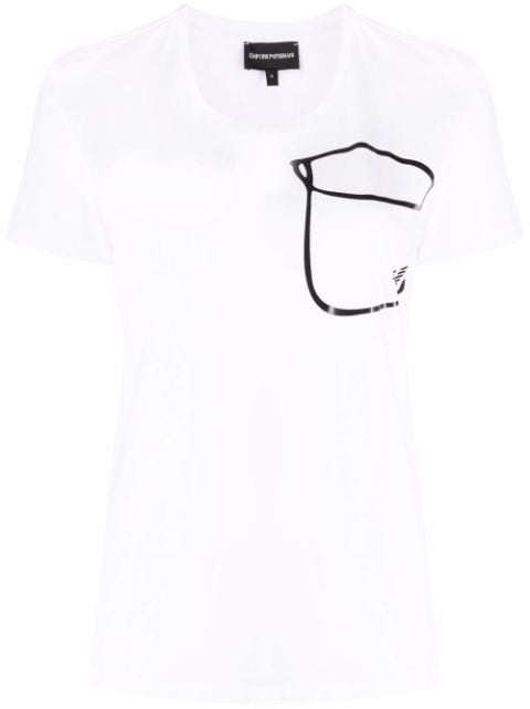 Emporio Armani scribble-detail faux pocket T-shirt