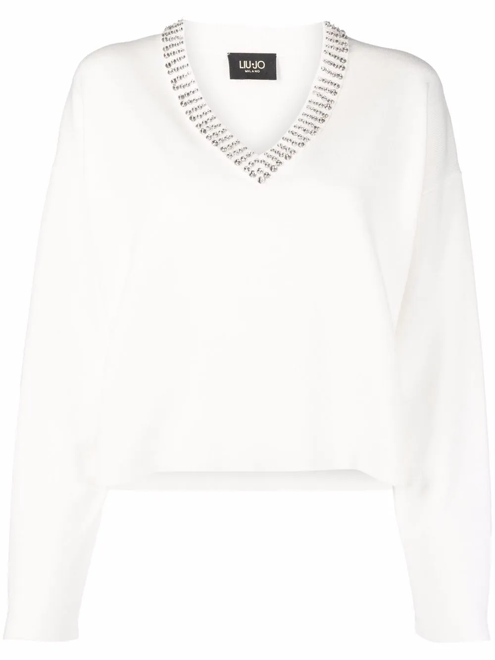 

LIU JO rhinestone-detail V-neck top - White