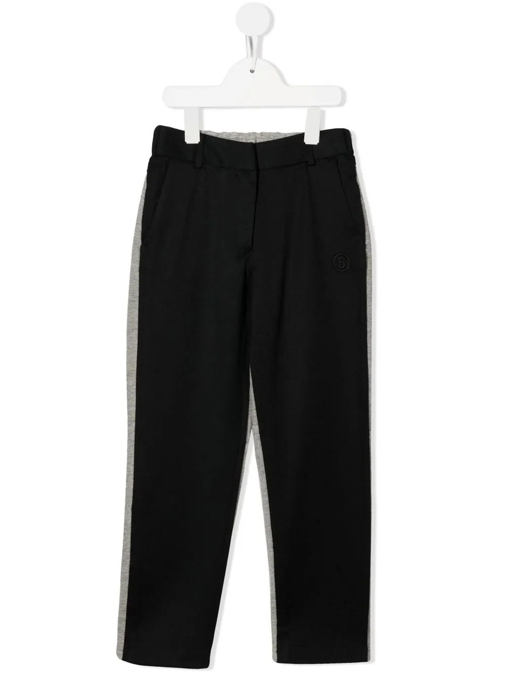 Mm6 Maison Margiela Kids' Logo-embroidered Colour-block Trousers In Black