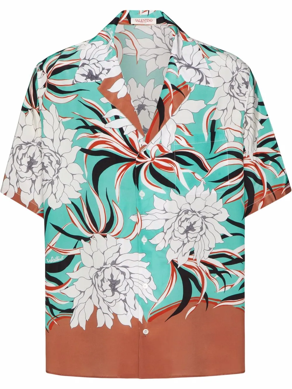 

Valentino floral pattern camp collar shirt - Blue