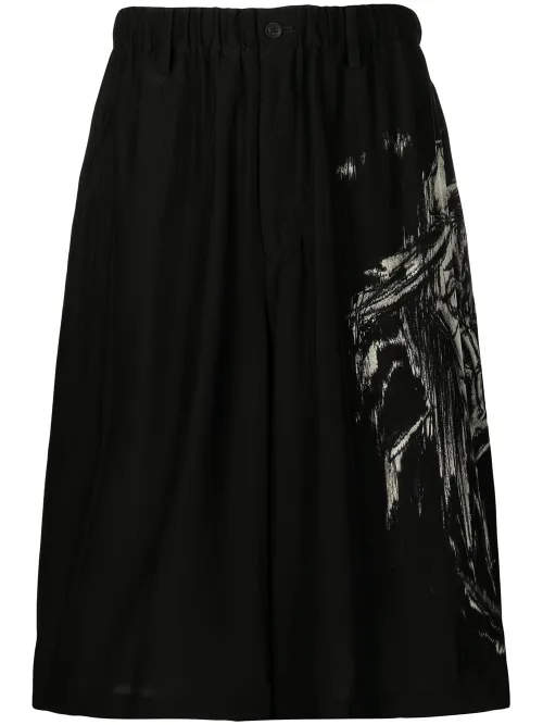 Bermuda à imprimé graphique - Yohji Yamamoto - Modalova