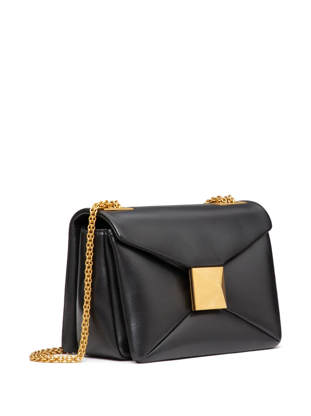 Shop Valentino One Stud Nappa-leather Shoulder Bag In Black