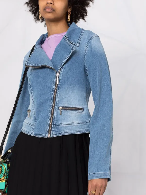 Shop LIU JO zip-up denim jacket with 