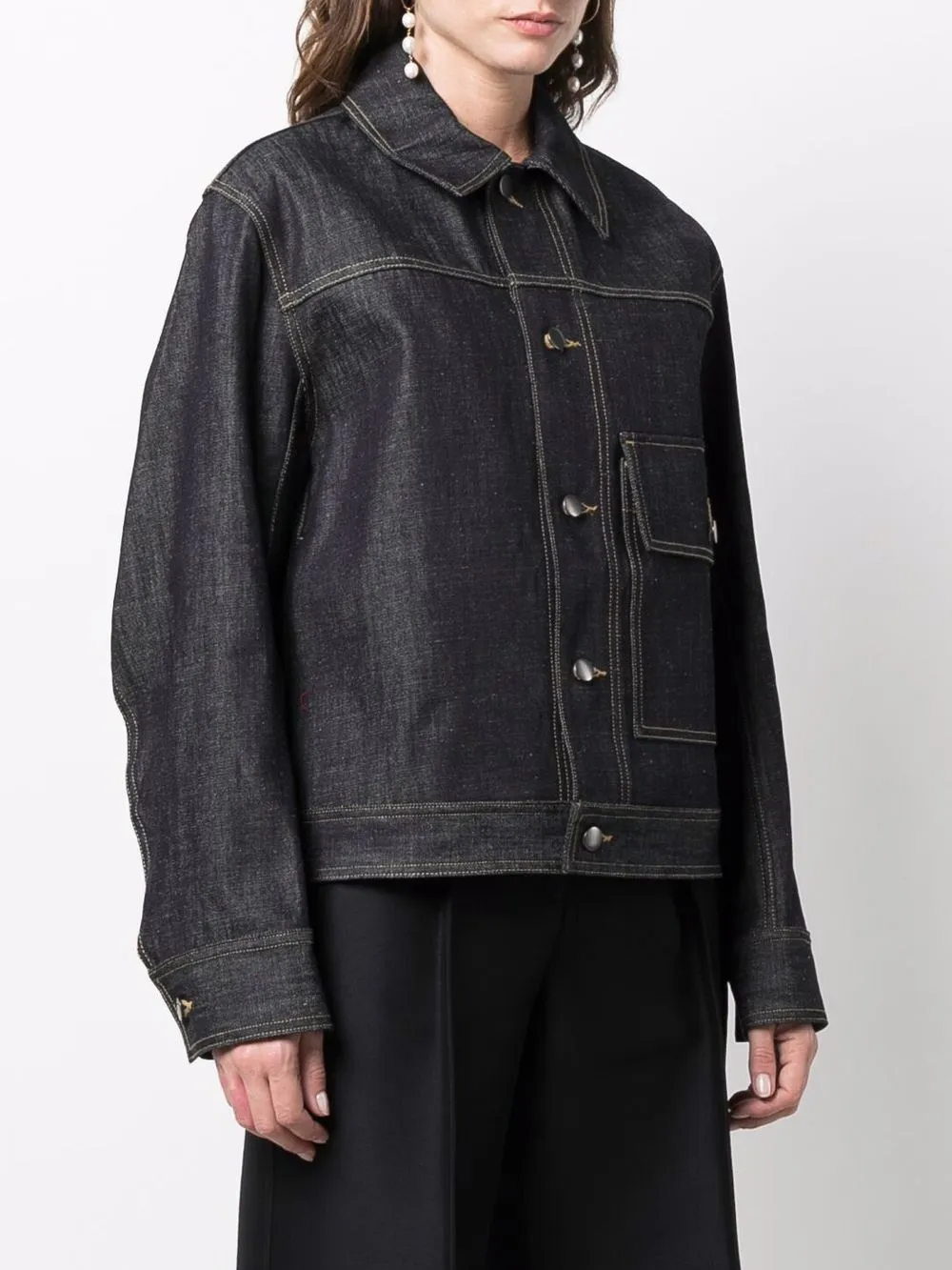 фото Studio nicholson button-fastening denim jacket