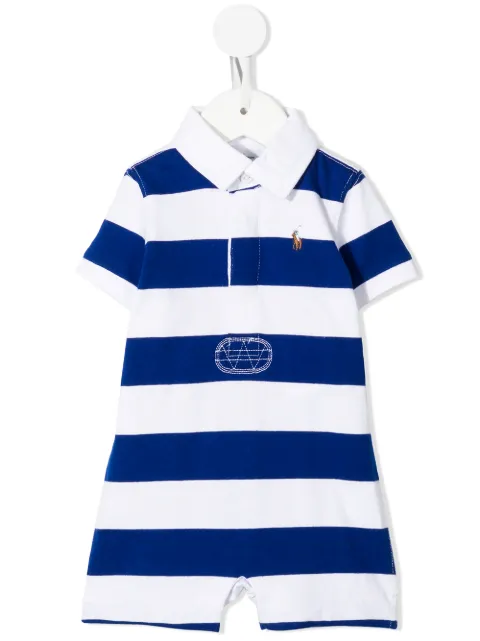 Ralph Lauren Kids بدلة قطن بشورت وطبعة مخططة وشعار 'بولو بوني'