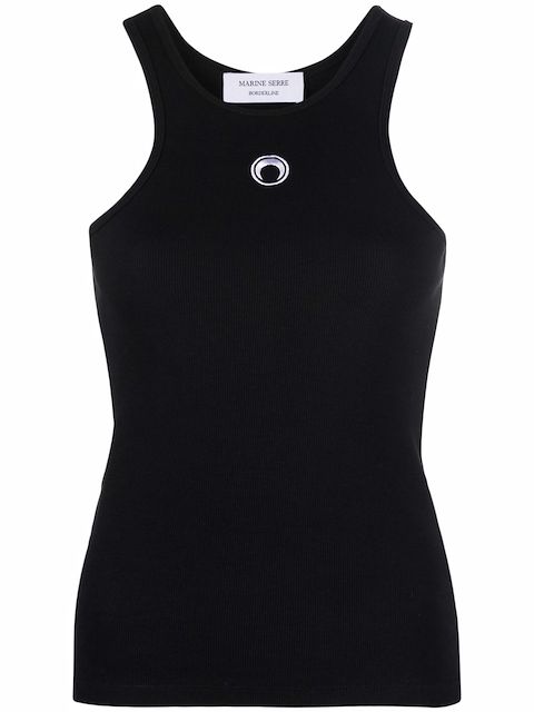 Marine Serre crescent moon embroidered-logo vest top