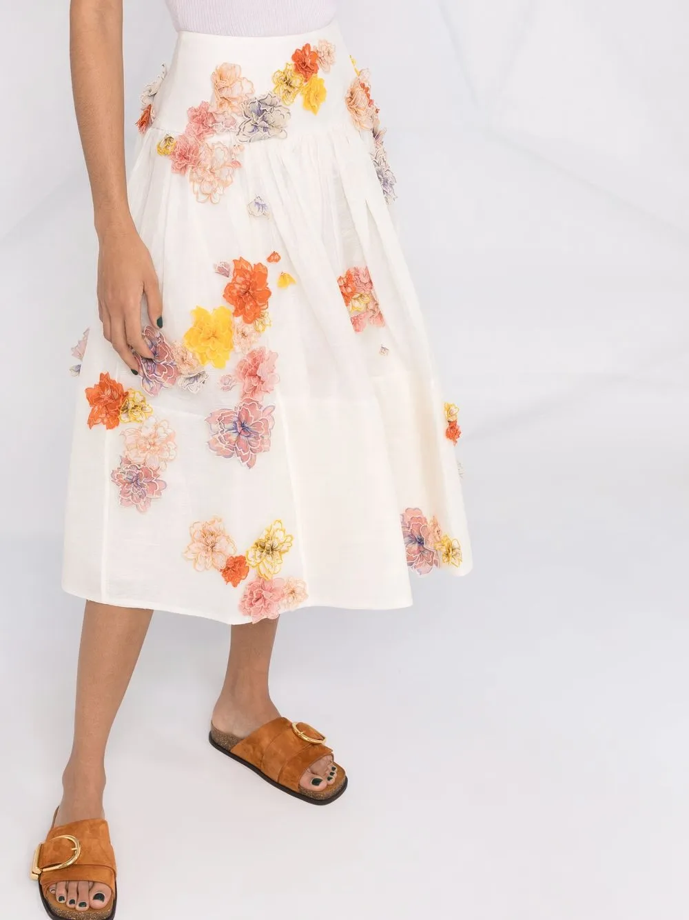 ZIMMERMANN Postcard floralembroidered Midi Skirt Farfetch