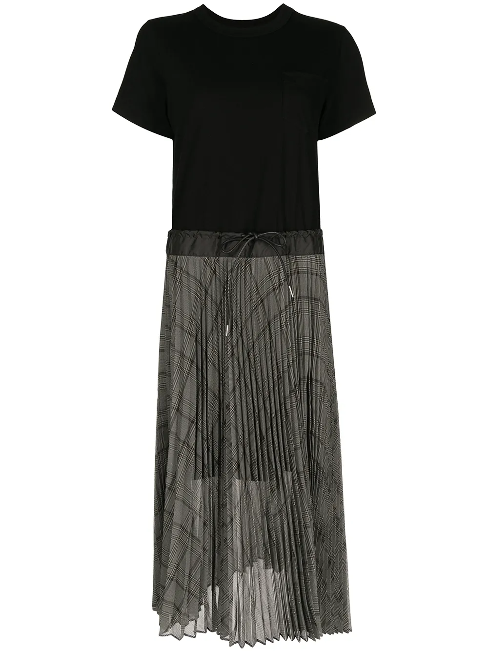check-skirt short-sleeve T-shirt dress