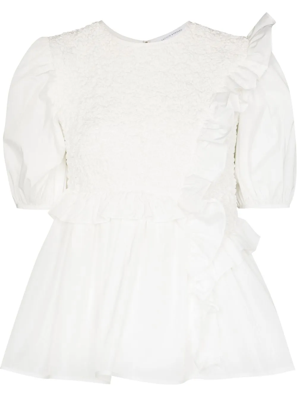 

Cecilie Bahnsen blusa Carlotta con peplum fruncido - Blanco