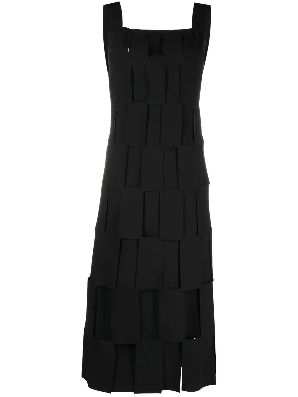 

A.W.A.K.E. Mode vestido midi con cuello cuadrado - BLACK