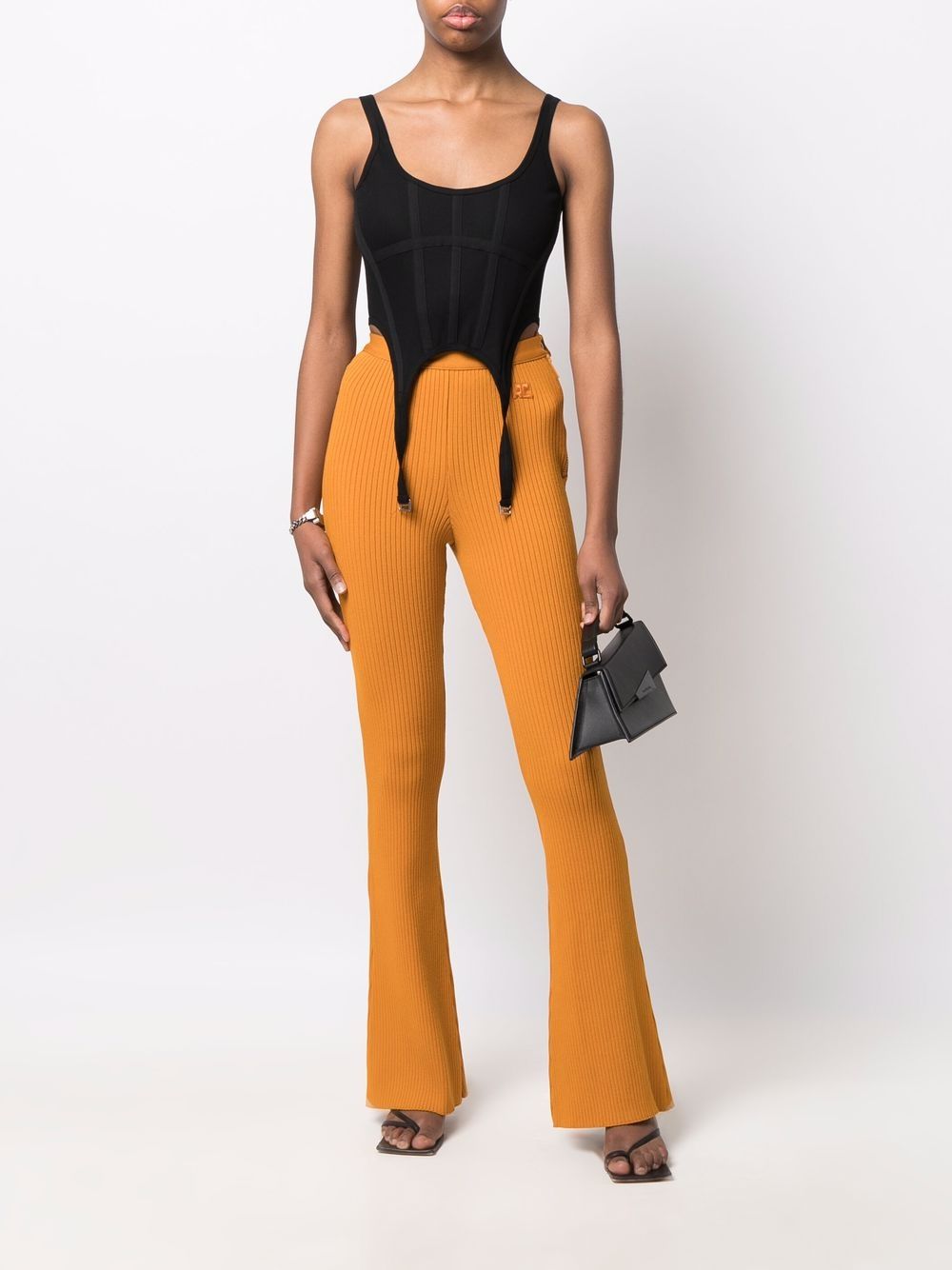 фото Courrèges ribbed-knit flared trousers