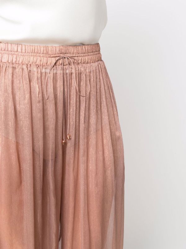 Sheer Pleated Wide Leg Pants