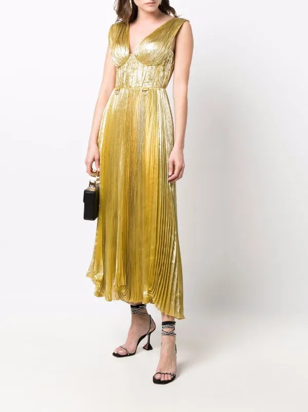 Maria Lucia Hohan V neck Sleeveless Dress Gold FARFETCH BH