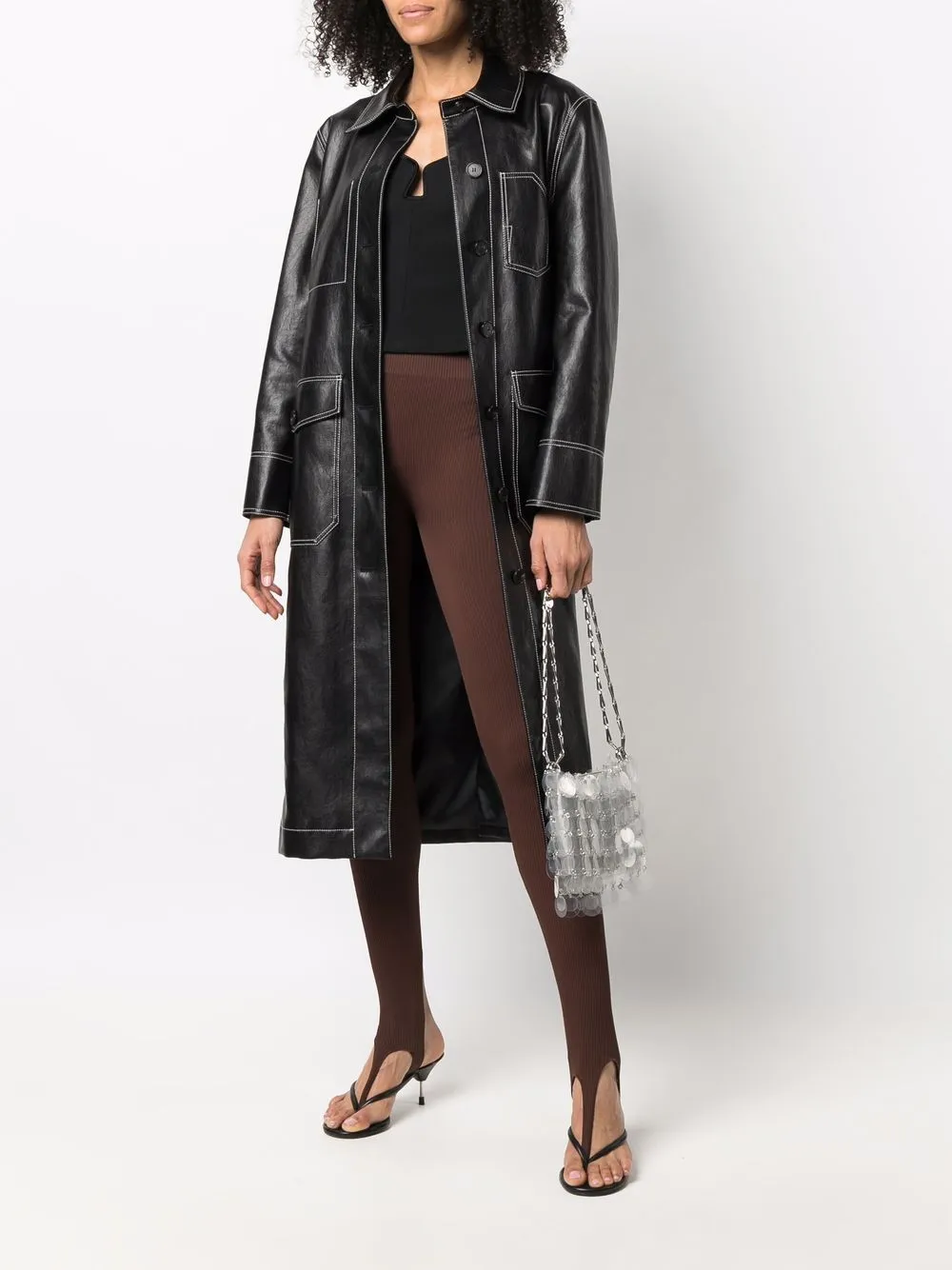 ANDREĀDAMO Legging met open neus - Bruin