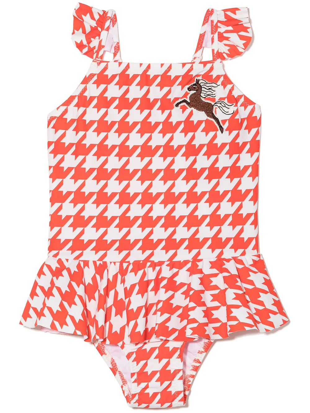 

Mini Rodini appliqué houndstooth swimsuit - Orange