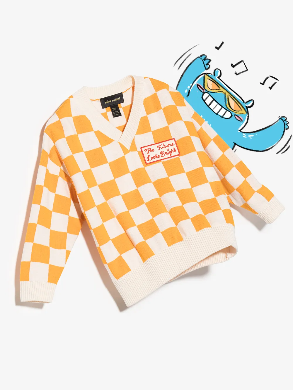  Mini Rodini Karierter Pullover   Orange 