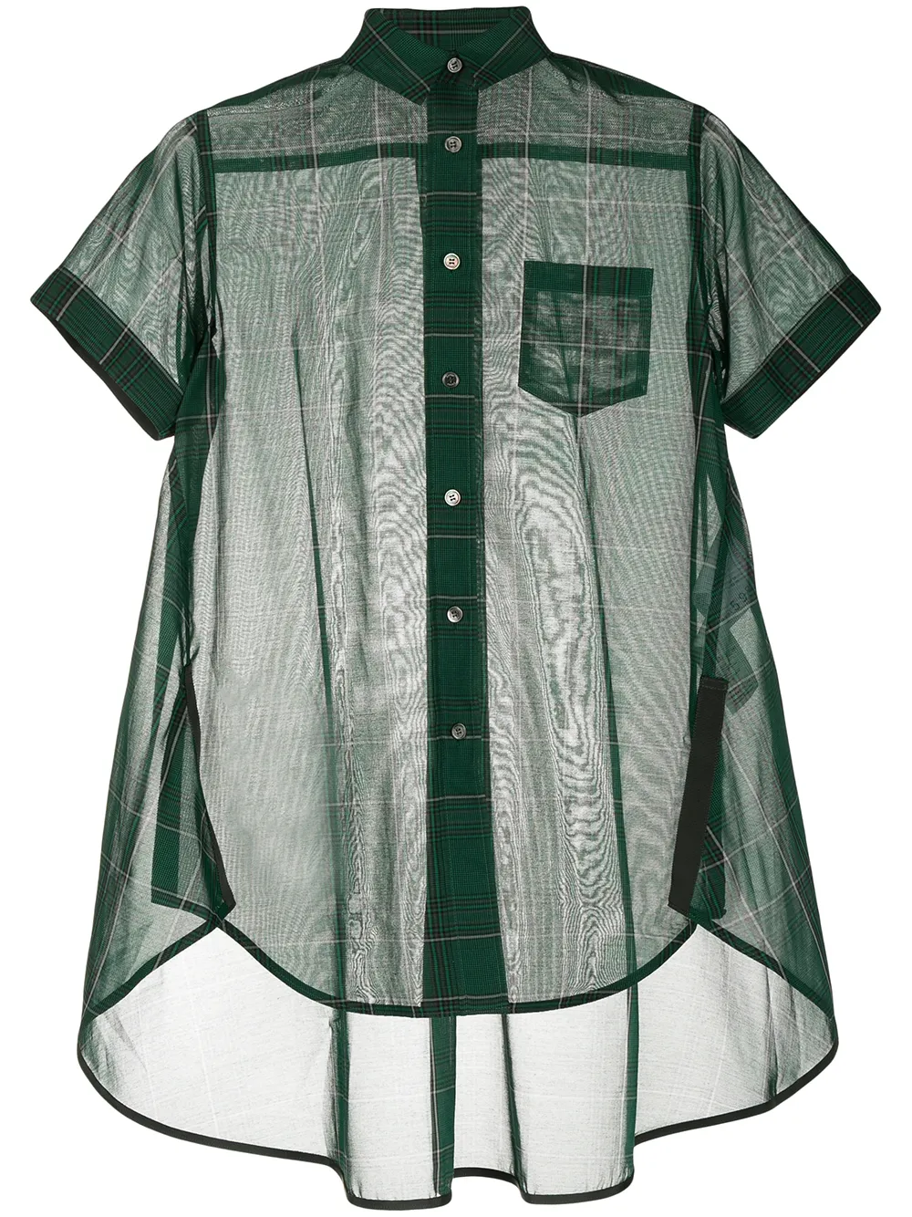 sheer checked short-sleeve shirt