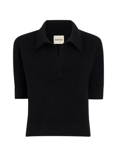 KHAITE Jo shortsleeved cashmere polo top 
