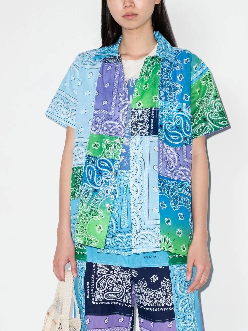 Arizona Love Bowlingshirt met bandanaprint - Blauw