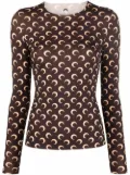 Marine Serre Second Skin moon-print top - Brown