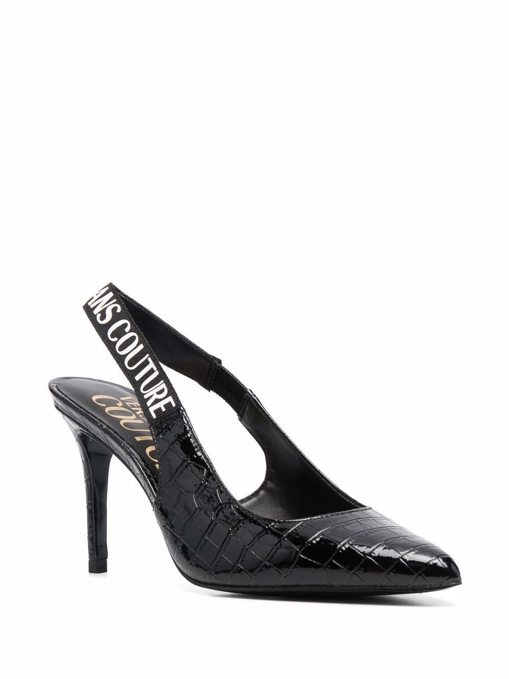Versace Jeans Couture Scarlett Croc slingback pumps - Zwart