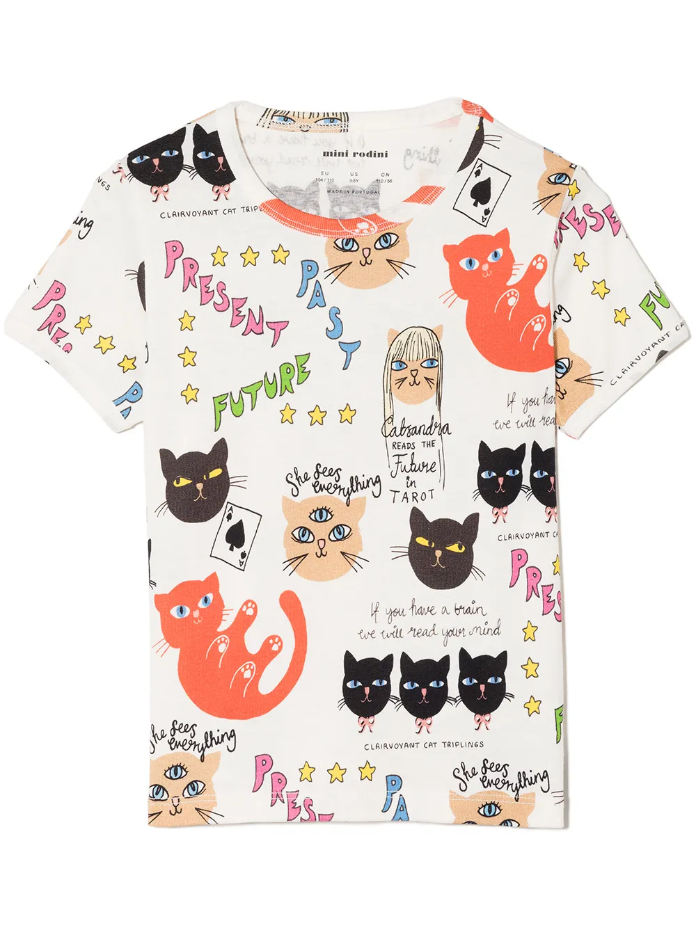 

Mini Rodini playera con estampado Clairvoyant Cats - Blanco