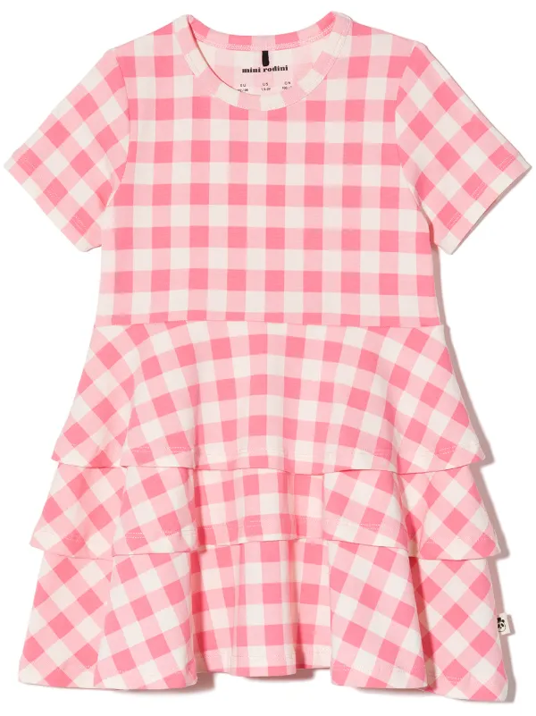Mini Rodini ギンガムチェック ラッフルワンピース Farfetch