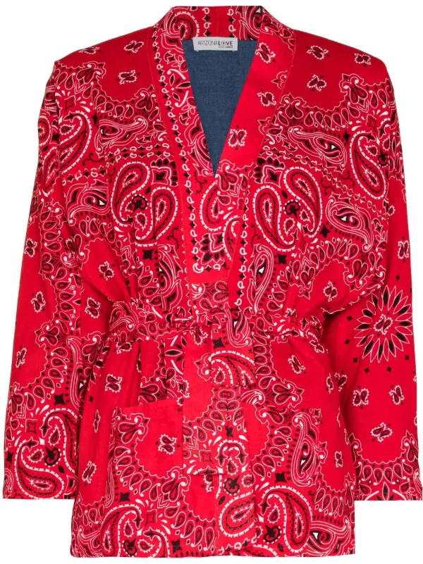 Arizona Love Paisley-Print Belted Jacket - Red