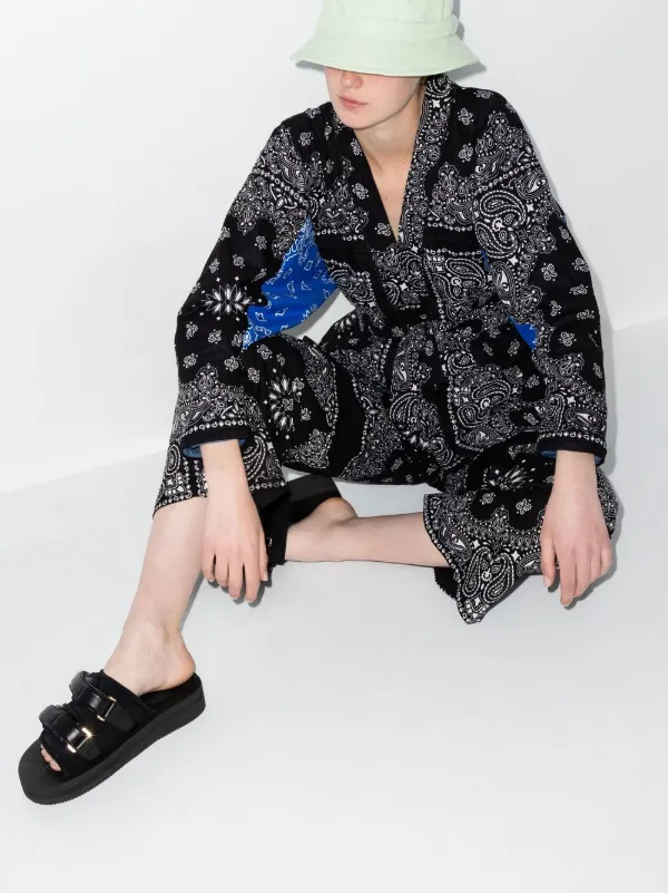 Arizona Love Bandana-Print Belted Denim Jacket - Blue