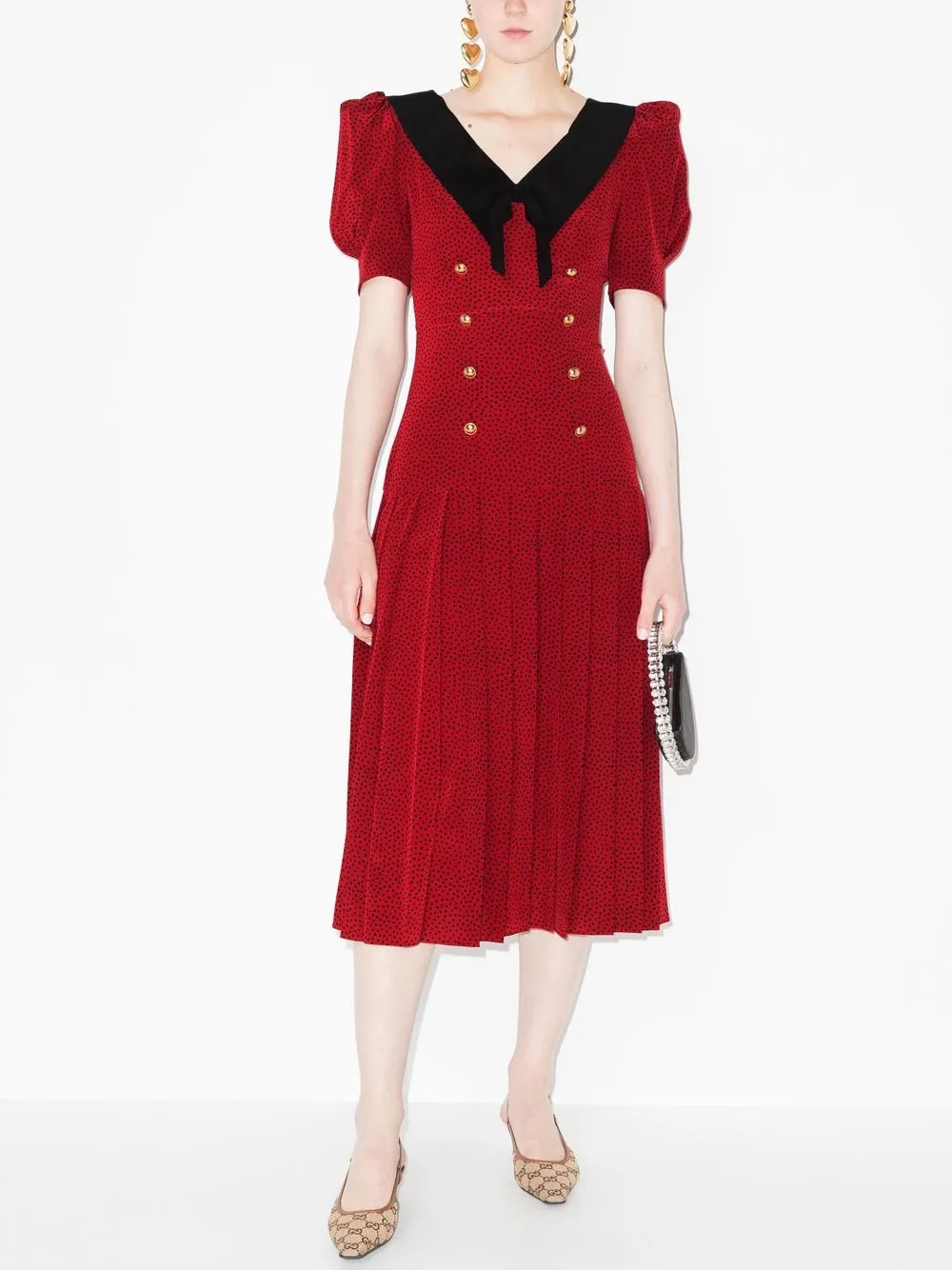 Alessandra Rich Jurk met hartprint - Rood