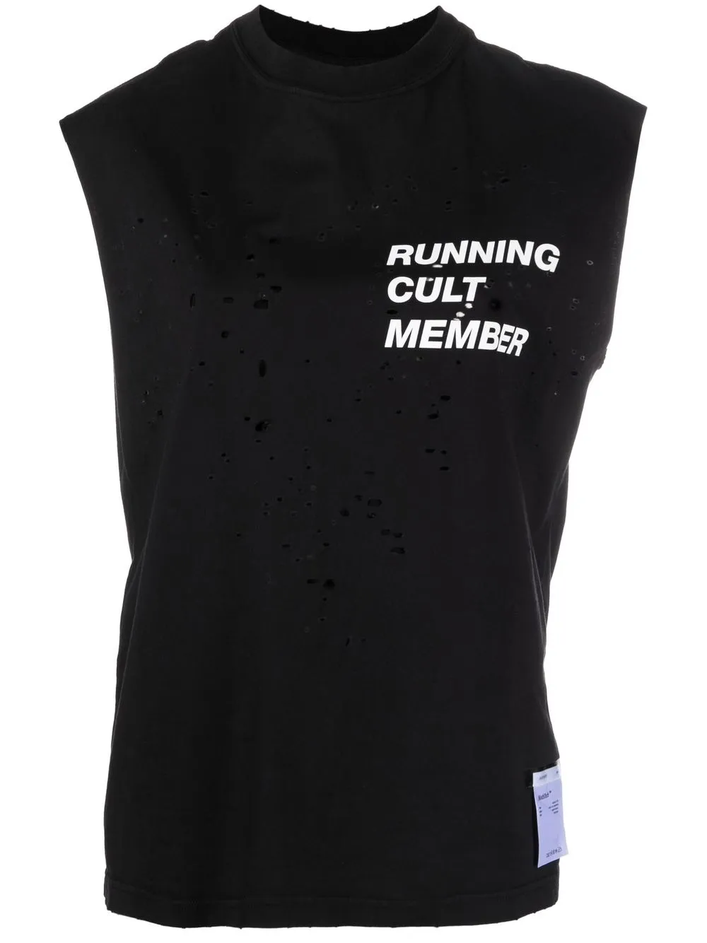 

Satisfy logo-print distressed-effect vest - Black