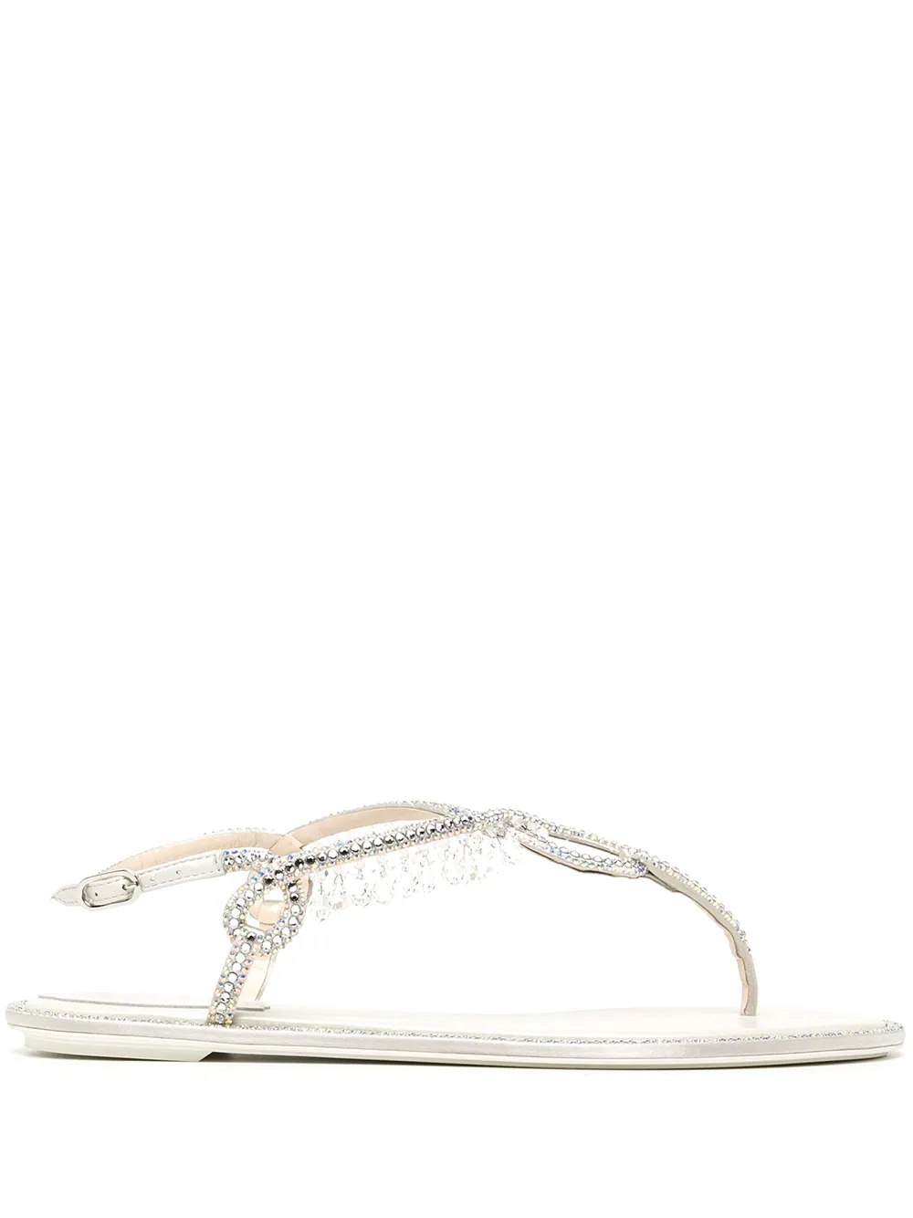 Shop René Caovilla Chandelier Rhinestone Sandals In Weiss