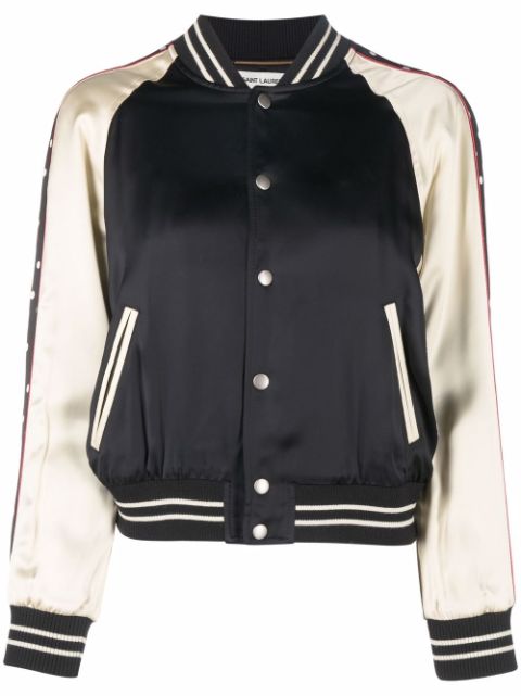 Saint Laurent polka dot-trim bomber jacket