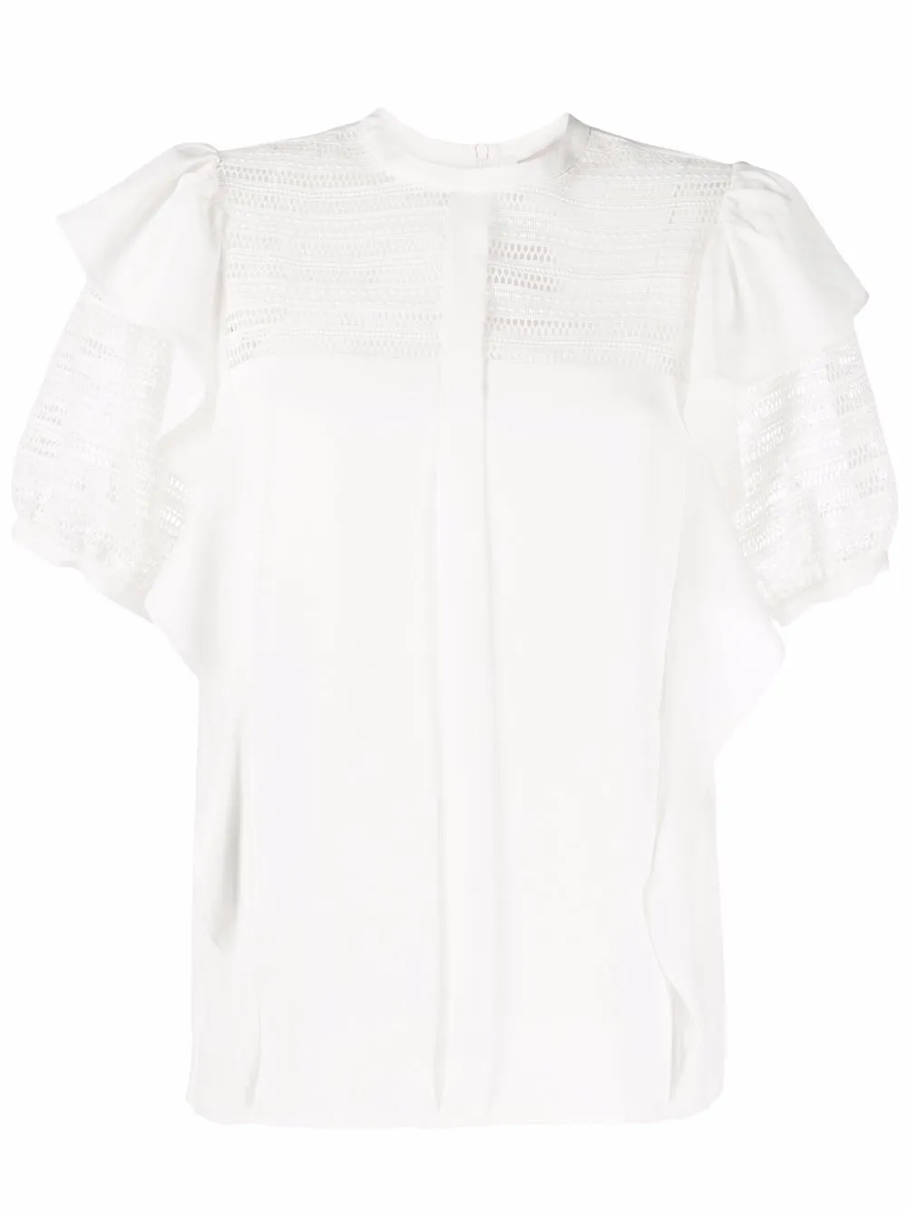 

TWINSET blusa con paneles de encaje y volantes - Blanco