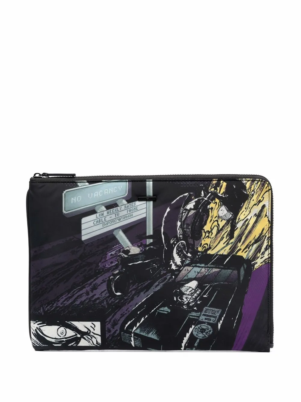 

Emporio Armani graphic-print zip-up laptop bag - Black