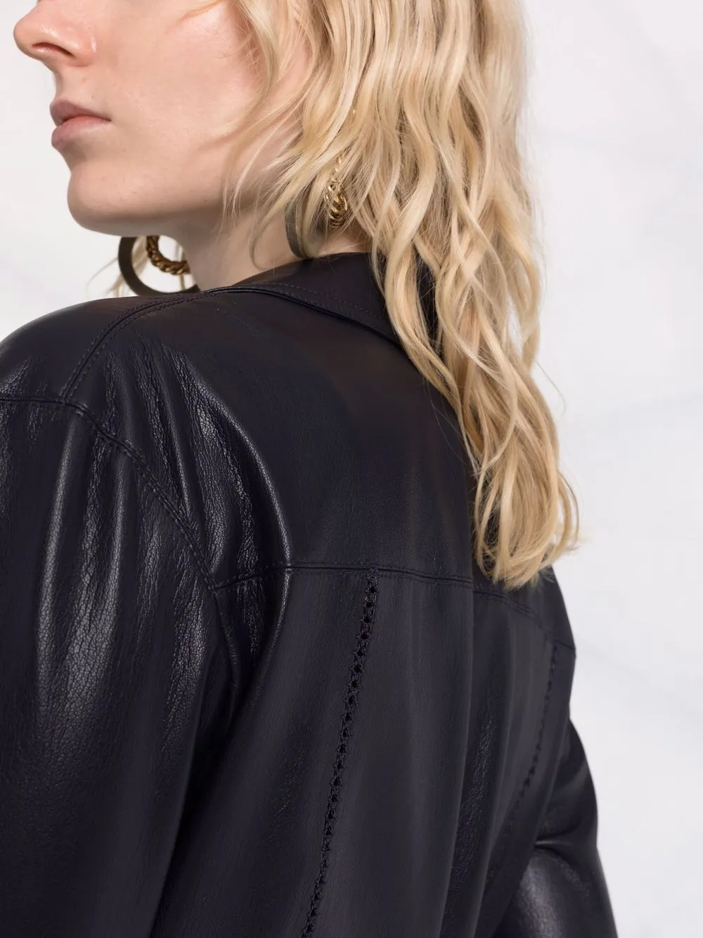 Nanushka Long-sleeved Faux-leather Shirt In Blue