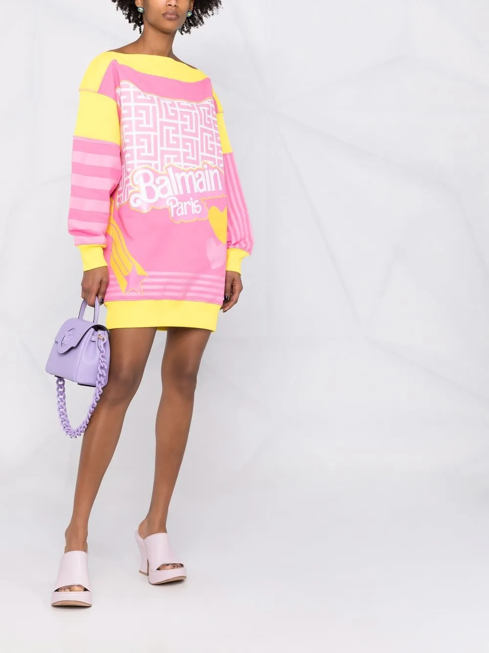 Balmain x Barbie sweaterjurk met boothals - Roze