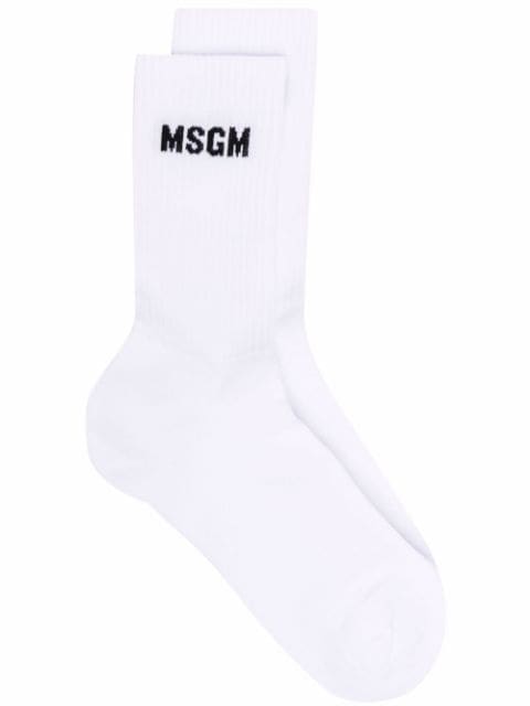 MSGM calcetines tejidos de canalé con logo estampado