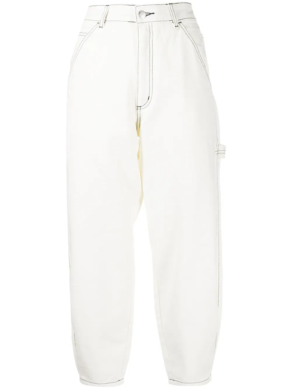 

izzue logo-patch cropped trousers - White